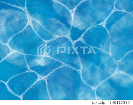 水彩風 青 水面の光とゆらぎ 海 夏 プール 背景素材 テクスチャ  140112580