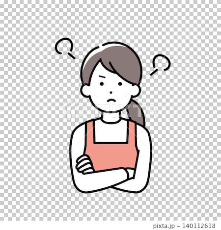 怒っているエプロンを付けた主婦(保育士、家事代行)のイラスト 怒っているエプロンを付けた主婦(保育士、家事代行)のイラスト 140112618