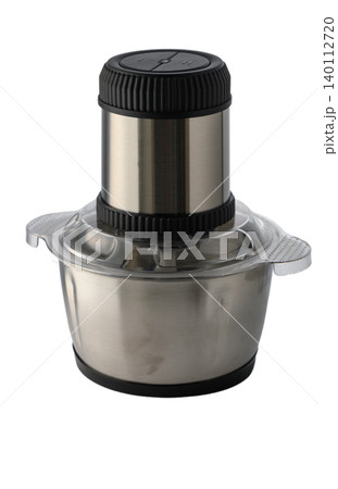 Stainless steel electric food processor, grinder and chopper, isolated on white. 140112720