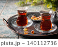 Turkish tea in traditional glass 140112736