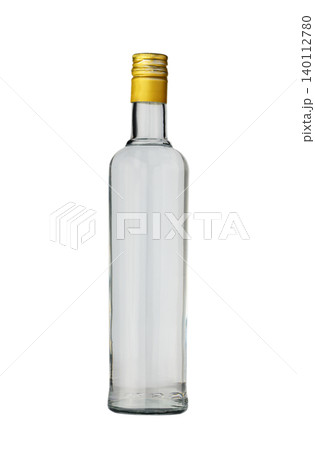 Empty glass bottle for alcoholic beverages isolated on white background Empty glass bottle for alcoholic beverages isolated on white background 140112780
