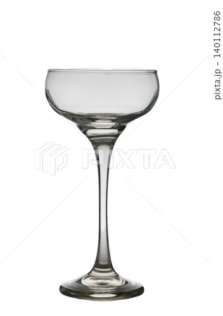 Coupe or saucer cocktail glass with tall stem isolated on white background 140112786