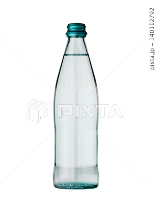 Clear glass bottle of mineral water 0.5 liter isolated on white background 140112792