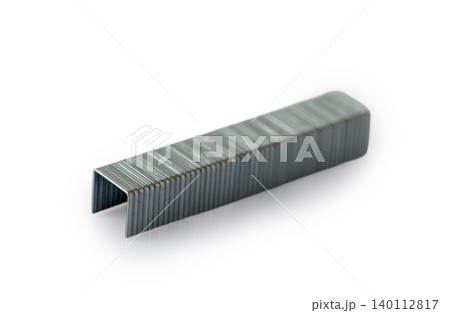 Steel Staple Strips for Staple Gun Isolated on White Background Steel Staple Strips for Staple Gun Isolated on White Background 140112817