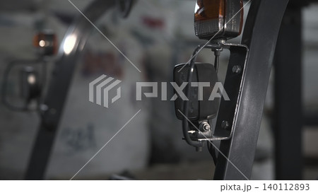 Chrome Plated Metal Side Mirror And Reflector Mounted On Arched Frame With Industrial Lighting Highlights . Media Chrome Plated Metal Side Mirror And Reflector Mounted On Arched Frame With Industrial Lighting Highlights . Media 140112893
