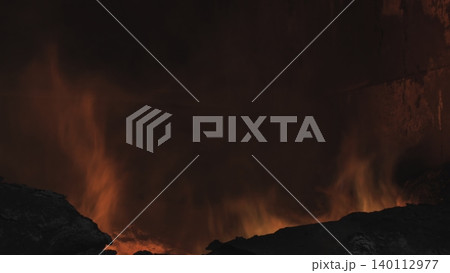 Fiery Eruption With Ash Clouds. Dramatic Fiery Plume Ascends With Ash And Embers In Volcanic Environment . Stock clip Fiery Eruption With Ash Clouds. Dramatic Fiery Plume Ascends With Ash And Embers In Volcanic Environment . Stock clip 140112977