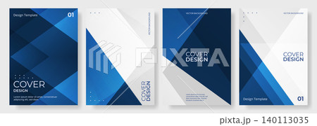 Blue and white abstract modern posters or vertical background vector set. A4 resolution polygonal elegant cover design for brochure, book, flyer, poster, background, banner, annual report presentation 140113035