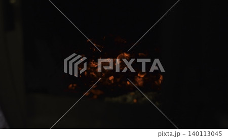 Fireplace Warm Glow. Intimate Cabin Atmosphere Illuminated By Glowing Embers And Quiet Evening Tranquility. Media Fireplace Warm Glow. Intimate Cabin Atmosphere Illuminated By Glowing Embers And Quiet Evening Tranquility. Media 140113045