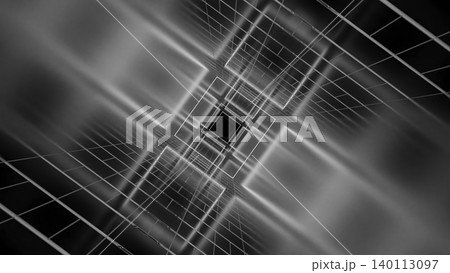 Sleek Grid Tunnel With Converging Lines Indicating Rapid Movement Within Digital Environment 140113097