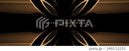 Black and gold abstract background showcasing flowing metallic ribbons and subtle glow, luxury atmosphere with satin gradients, elegant curves, and opulent texture perfect for gala invitations Black and gold abstract background showcasing flowing metallic ribbons and subtle glow, luxury atmosphere with satin gradients, elegant curves, and opulent texture perfect for gala invitations 140113232