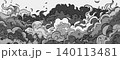 Black and White Comic Style Smoke and Flame 140113481