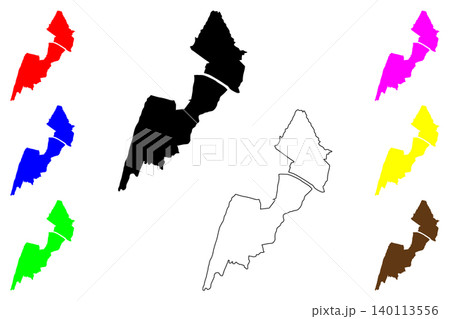 Tan An city (Socialist Republic of Viet Nam, Vietnam, SRV) map vector illustration, scribble sketch Tan An map 140113556