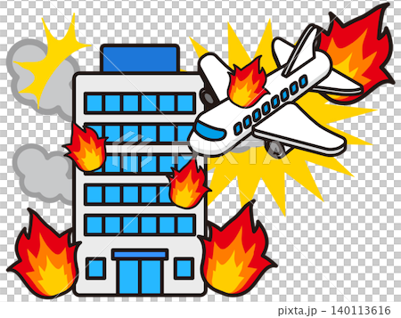 建築物和飛機相撞的插圖素材 2 建築物和飛機相撞的插圖素材 2 140113616