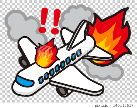 Illustrations of a burning airplane and an airplane crash Illustrations of a burning airplane and an airplane crash 140113617