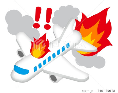 炎上する飛行機と飛行機事故のイラスト素材2 炎上する飛行機と飛行機事故のイラスト素材2 140113618