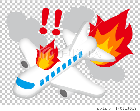 炎上する飛行機と飛行機事故のイラスト素材2 炎上する飛行機と飛行機事故のイラスト素材2 140113618