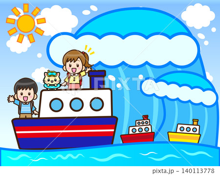 船旅を楽しむ子供のイラスト素材 船旅を楽しむ子供のイラスト素材 140113778