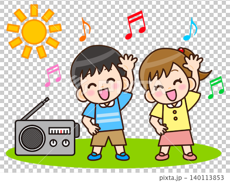 ラジオ体操をする子供のイラスト素材2 ラジオ体操をする子供のイラスト素材2 140113853