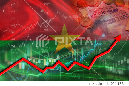 Burkinabe economic growth on financial graph. Burkina Faso financial growth on market graph Burkinabe economic growth on financial graph. Burkina Faso financial growth on market graph 140113884