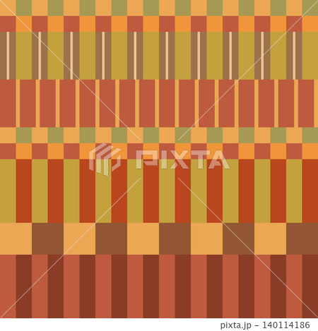 Trendy geometric autumn plaid design, rectangle, stripes, check seamless pattern. Vector fall colorful grid print Trendy geometric autumn plaid design, rectangle, stripes, check seamless pattern. Vector fall colorful grid print 140114186