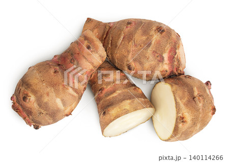 Jerusalem artichoke isolated on white background. Top view. Flat lay 140114266