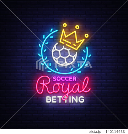 Betting Soccer neon sign. Football betting logo in neon style, Royal concept, light banner, bright night betting sports advertisement, design element gambling, casino. Vector illustration Betting Soccer neon sign. Football betting logo in neon style, Royal concept, light banner, bright night betting sports advertisement, design element gambling, casino. Vector illustration 140114688