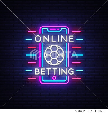 Online betting neon sign. Sports betting. Online betting logo, neon symbol, light banner, bright night advertising, gambling, casino. Vector Online betting neon sign. Sports betting. Online betting logo, neon symbol, light banner, bright night advertising, gambling, casino. Vector 140114696