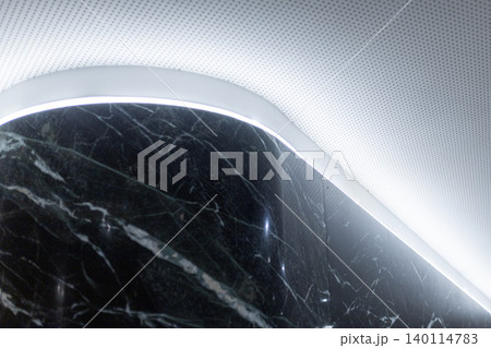 Curved marble wall with integrated LED strip lighting Curved marble wall with integrated LED strip lighting 140114783