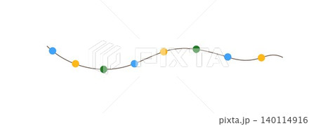 Christmas colorful multicolored lights curly string garland simple doodle hand drawn vector illustration, flat style cartoon image for winter New Year holiday, birthday events design Christmas colorful multicolored lights curly string garland simple doodle hand drawn vector illustration, flat style cartoon image for winter New Year holiday, birthday events design 140114916