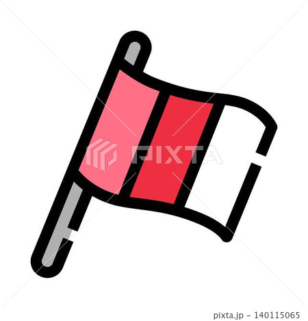 Tricolor striped flag with a pole icon Tricolor striped flag with a pole icon 140115065