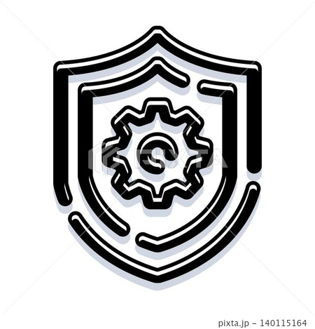 Security shield with gear, protecting system settings Security shield with gear, protecting system settings 140115164