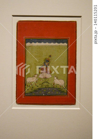 9677 インド細密画「蓮の花の上で横笛を吹くクリシュナ」 9677 インド細密画「蓮の花の上で横笛を吹くクリシュナ」 140115201
