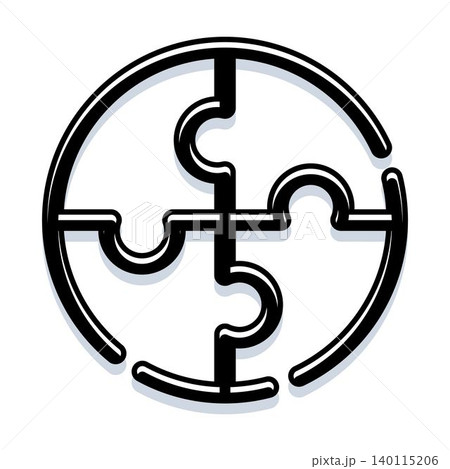 Circular puzzle pieces connecting forming completed system Circular puzzle pieces connecting forming completed system 140115206