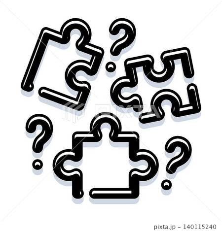 Puzzle pieces and question marks representing problem solving Puzzle pieces and question marks representing problem solving 140115240