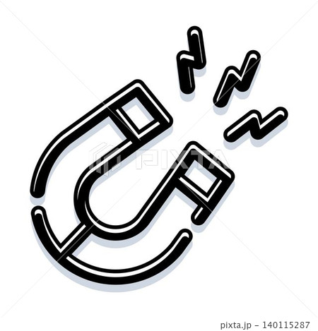 Horseshoe magnet icon generating a strong magnetic field 140115287