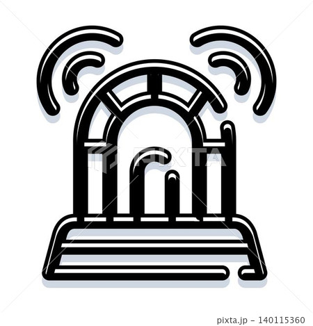 Emergency beacon or siren making loud sound waves 140115360