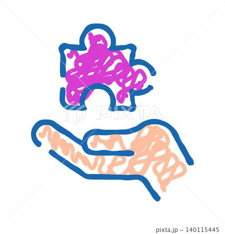 Hand holding jigsaw puzzle piece providing care concept 140115445