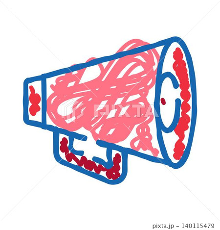 Doodle drawing megaphone with tangled communication concept Doodle drawing megaphone with tangled communication concept 140115479