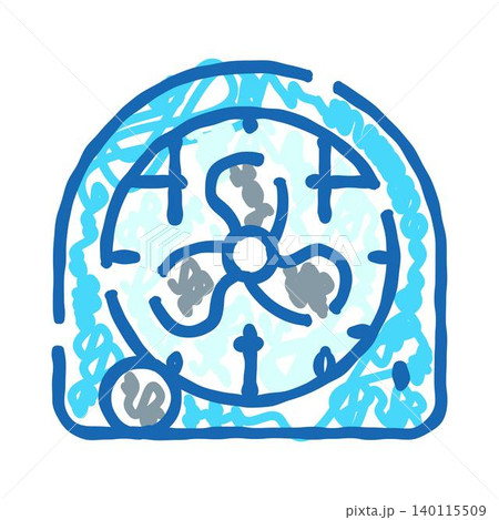 Blue doodle fan working with cooling air flow 140115509