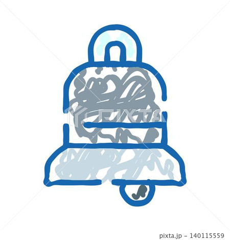 Hand drawn bell icon symbolizing notification and alert 140115559