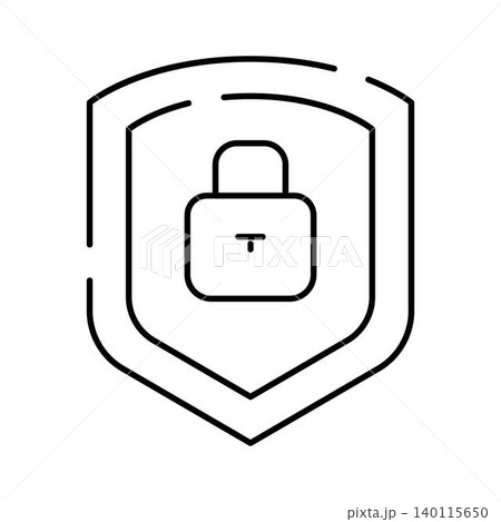 Shield protecting a padlock symbolizing digital security Shield protecting a padlock symbolizing digital security 140115650