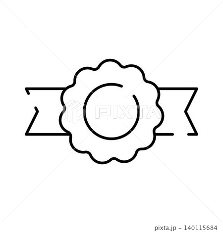 Quality award badge ribbon line art icon Quality award badge ribbon line art icon 140115684