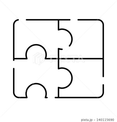 Connecting four puzzle pieces icon solving problems 140115690