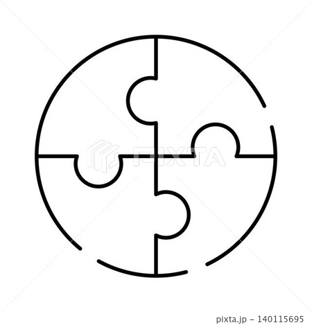 Connecting four puzzle pieces forming a complete circle Connecting four puzzle pieces forming a complete circle 140115695