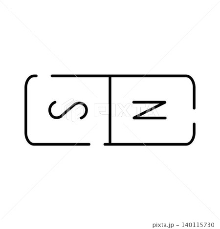 Bar magnet icon showing north and south poles 140115730