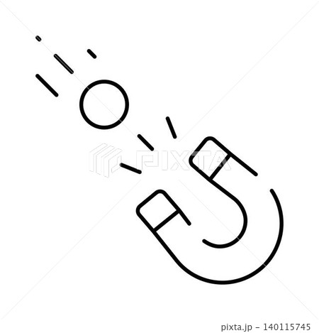 Magnet attracting metal object with magnetic force icon 140115745