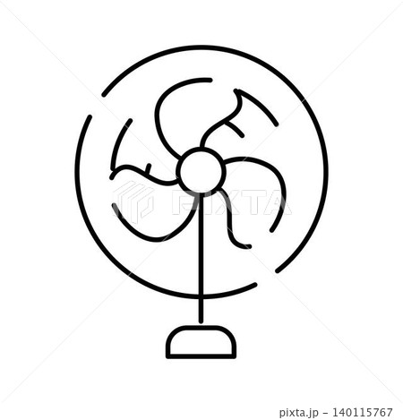 Electric fan line art icon blowing cool air Electric fan line art icon blowing cool air 140115767