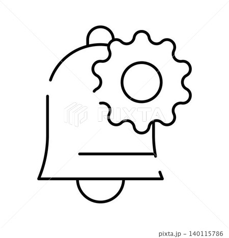 Notification bell with gear icon changing alert settings 140115786
