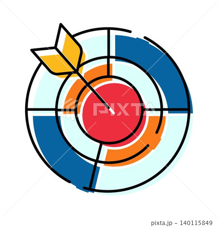 Hitting target with arrow illustrating marketing goals 140115849