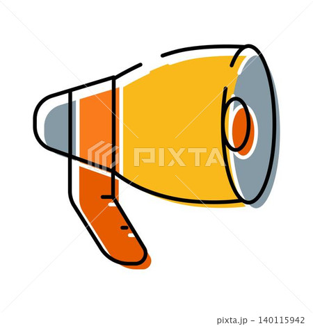 Megaphone broadcasting announcement promoting marketing communication concept Megaphone broadcasting announcement promoting marketing communication concept 140115942